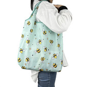 Μεσαίο φιλικό προς το περιβάλλον πτυσσόμενη τσάντα αγορών επαναχρησιμοποιήσιμη γυναικεία τσάντα φορητό ώμο για ταξίδια τσάντα παντοπωλείου Fashion Pocket Tote