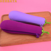 Baklažānu penālis silikona želejas penālis bērniem rakstāmpiederumu somas Cartuchera studentu pildspalvu soma skolas piederumu uzglabāšanas kaste