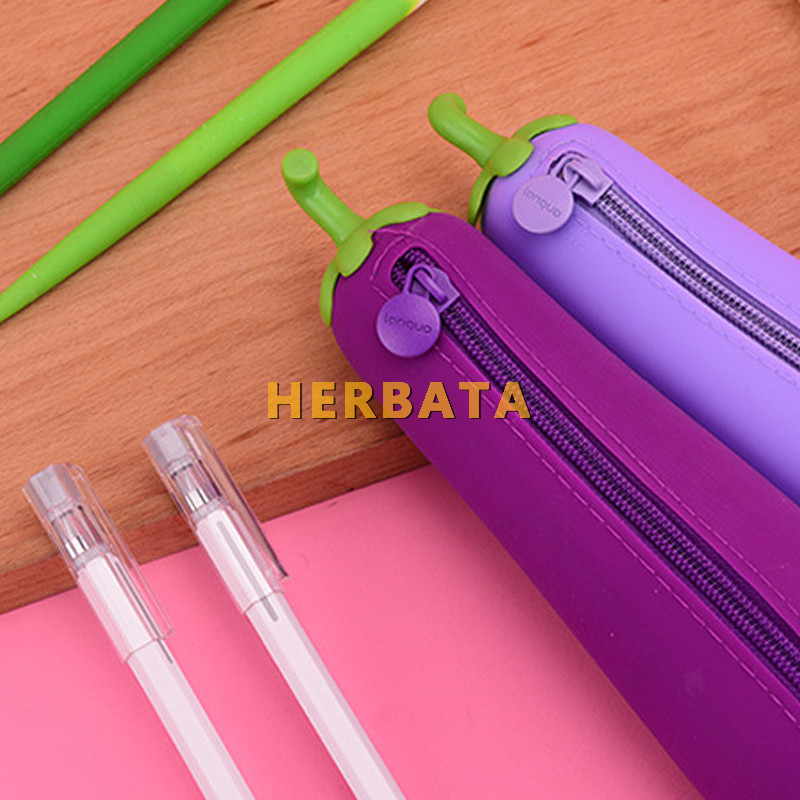 Baklažānu penālis silikona želejas penālis bērniem rakstāmpiederumu somas Cartuchera studentu pildspalvu soma skolas piederumu uzglabāšanas kaste