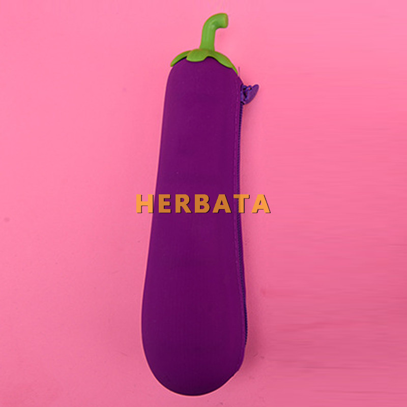 Baklažānu penālis silikona želejas penālis bērniem rakstāmpiederumu somas Cartuchera studentu pildspalvu soma skolas piederumu uzglabāšanas kaste