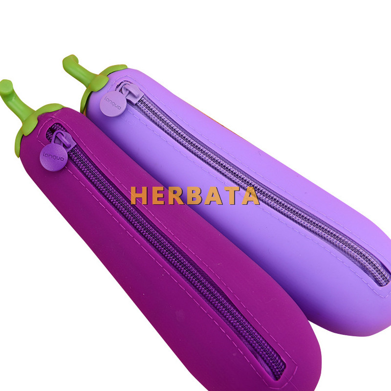 Baklažānu penālis silikona želejas penālis bērniem rakstāmpiederumu somas Cartuchera studentu pildspalvu soma skolas piederumu uzglabāšanas kaste