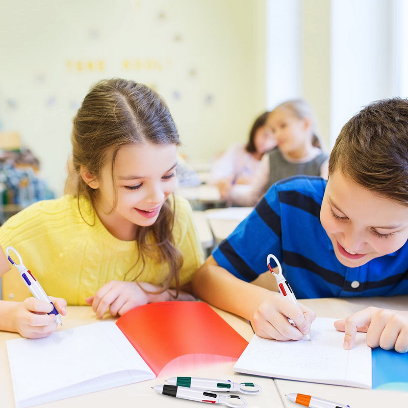 Četverobojne kemijske olovke na uvlačenje s privjeskom za ključeve s kopčom za uredski školski pribor, studente, dječji dar