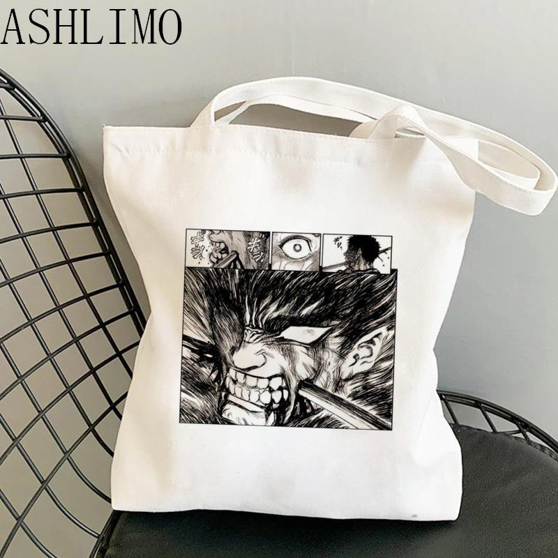 Pirkėjų krepšys Tamsus Berserk Japan Anime Grafinis animacinių filmų spaudinys Pirkinių krepšys Moterų pirkinių krepšys Elegantiškas drobinis krepšys moterims