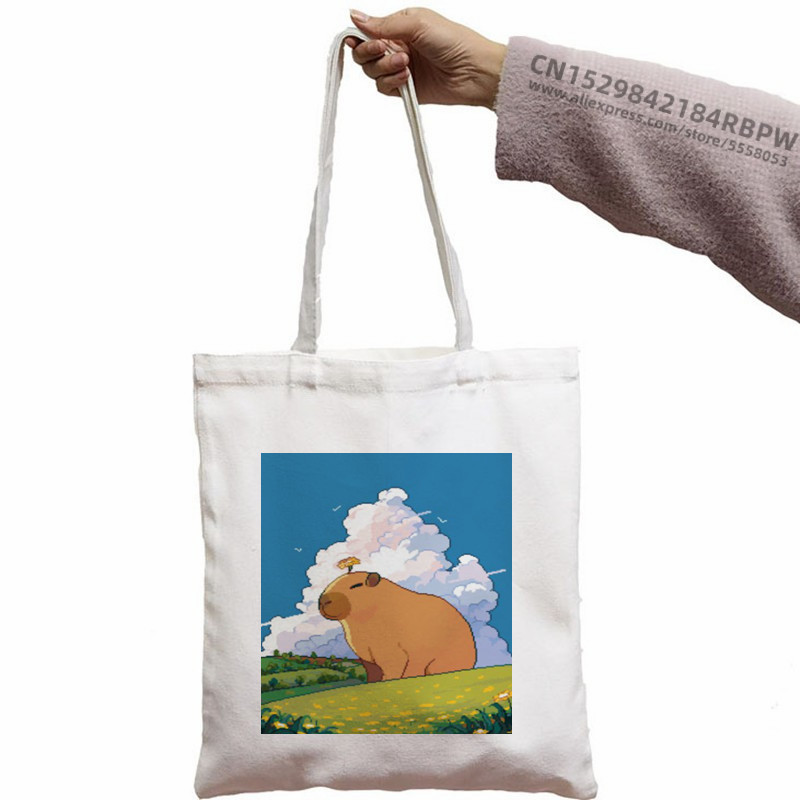 Capybara Cute Animal Cartoon Poșeta simplă din pânză pentru chei Cute Cartoon Geantă Lady Geantă Monede