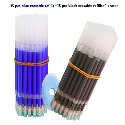 Haile 26 τεμ./σετ Kawaii Erasable Pens Gel Pen Refills Rods 0,5mm Push Automatic Press Στυλό Ballpoint Πλενόμενη λαβή γραφικής ύλης