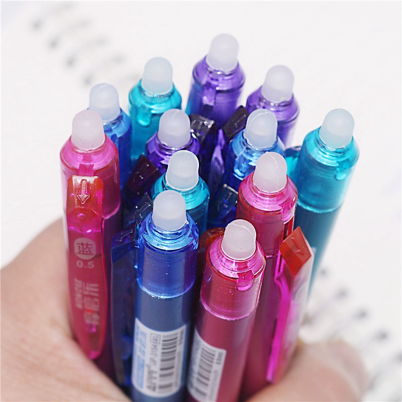 Haile 26 τεμ./σετ Kawaii Erasable Pens Gel Pen Refills Rods 0,5mm Push Automatic Press Στυλό Ballpoint Πλενόμενη λαβή γραφικής ύλης