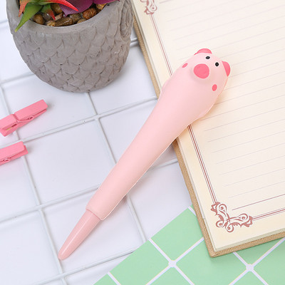 1 gab Kawaii mīksts sūklis rozā cūkas spiediena samazināšanas gēla pildspalva skolas kancelejas piederumi 0,5 mm melna bērnu rotaļu pildspalva