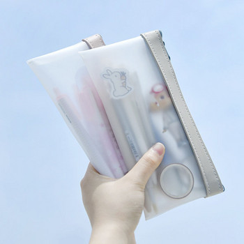 Прозрачен калъф за молив TPU кожени торбички за химикалки за студенти Проста чанта за моливи за съхранение на канцеларски материали Ученически офис консумативи Нови
