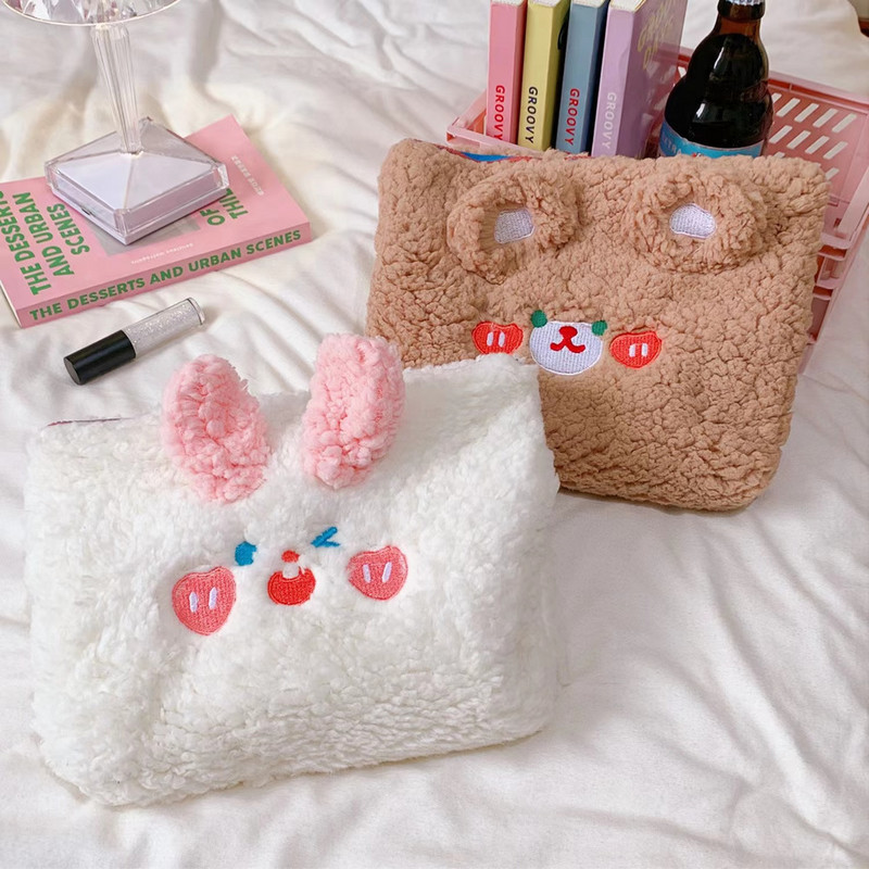 Milkjoy Kawaii Bunny Bear Stacionarna torba za pohranu Ljupka pernica za djevojčice Torbica za olovke Plišana slatka torbica za rokovnik Školske potrepštine
