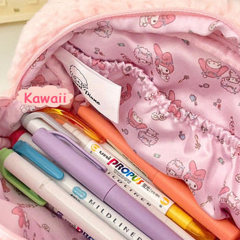 Kawaii калъф за моливи Back To School за момичета Калъф за химикалки Сладка плюшена козметична чанта Голям капацитет Ученически консумативи Кутия за канцеларски материали