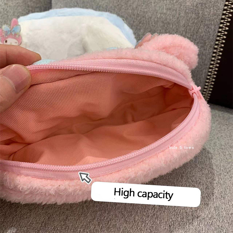 Kawaii zīmuļa maisiņš atpakaļ uz skolu meitenēm pildspalvu futrālis Jauka plīša kosmētikas soma liela ietilpība studentu piederumu kancelejas piederumu kaste