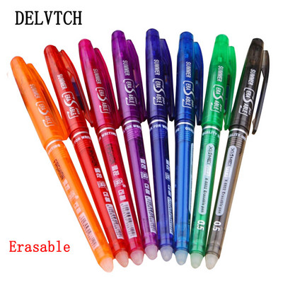 DELVTCH Set od 8 komada Izbrisiva gel olovka 0,7 mm 0,5 mm vrh metka Štapići za punjenje tinte u 8 boja Uredsko pisanje Crtanje Slika Drška
