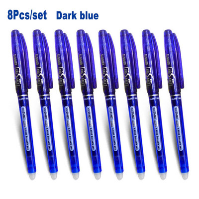 DELVTCH Set od 8 komada Izbrisiva gel olovka 0,7 mm 0,5 mm vrh metka Štapići za punjenje tinte u 8 boja Uredsko pisanje Crtanje Slika Drška