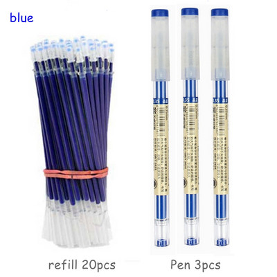 Haile 23Pc/Lot gel olovke s crnom/plavom/crvenom tintom 0,35 mm tankim vrhom za dopune Set štapića s gelom za školski uredski pribor za pisanje