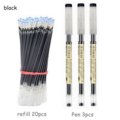 Haile 23Pc/Lot gel olovke s crnom/plavom/crvenom tintom 0,35 mm tankim vrhom za dopune Set štapića s gelom za školski uredski pribor za pisanje