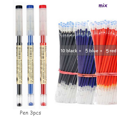 Haile 23Pc/Lot gel olovke s crnom/plavom/crvenom tintom 0,35 mm tankim vrhom za dopune Set štapića s gelom za školski uredski pribor za pisanje