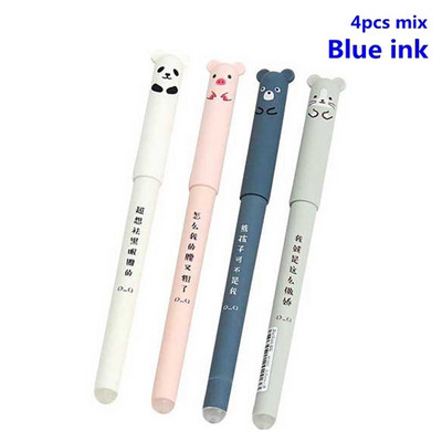 Umitive 4 kom. 0,35 mm Izbrisiva gel olovka s plavom crnom tintom Olovka sa životinjama iz crtića za učenike Poklon Školski uredski pribor Papirnice