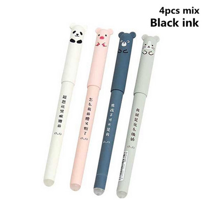 Umitive 4 kom. 0,35 mm Izbrisiva gel olovka s plavom crnom tintom Olovka sa životinjama iz crtića za učenike Poklon Školski uredski pribor Papirnice