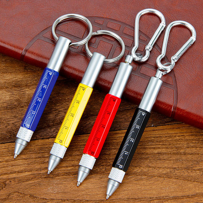 Mini többfunkciós golyóstoll Stylus 6 az 1-ben fém csavarhúzó érintőképernyős szerszámtoll kisméretű kulcstartó toll ajándéktartozék