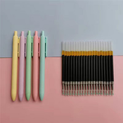 Set de 5 pixuri gel Morandi, cerneală neagră, 0,5 mm, scris neted, pix drăguț, rechizite școlare, birou Kawaii, pix cu minge de papetărie