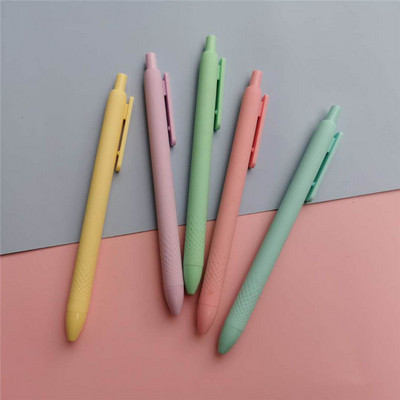 Set de 5 pixuri gel Morandi, cerneală neagră, 0,5 mm, scris neted, pix drăguț, rechizite școlare, birou Kawaii, pix cu minge de papetărie