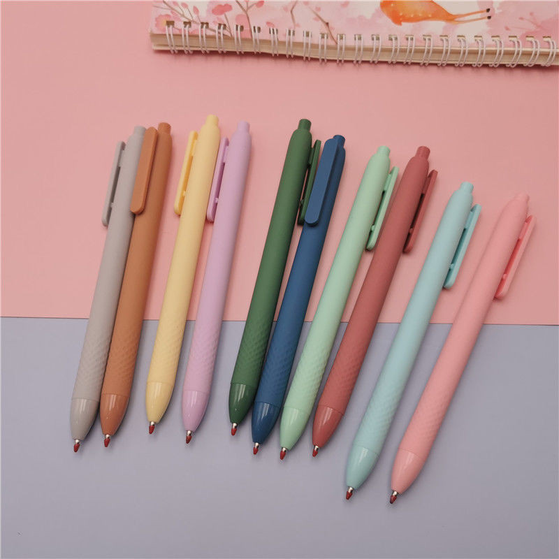 Set de 5 pixuri gel Morandi, cerneală neagră, 0,5 mm, scris neted, pix drăguț, rechizite școlare, birou Kawaii, pix cu minge de papetărie