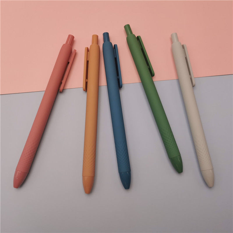 Set de 5 pixuri gel Morandi, cerneală neagră, 0,5 mm, scris neted, pix drăguț, rechizite școlare, birou Kawaii, pix cu minge de papetărie