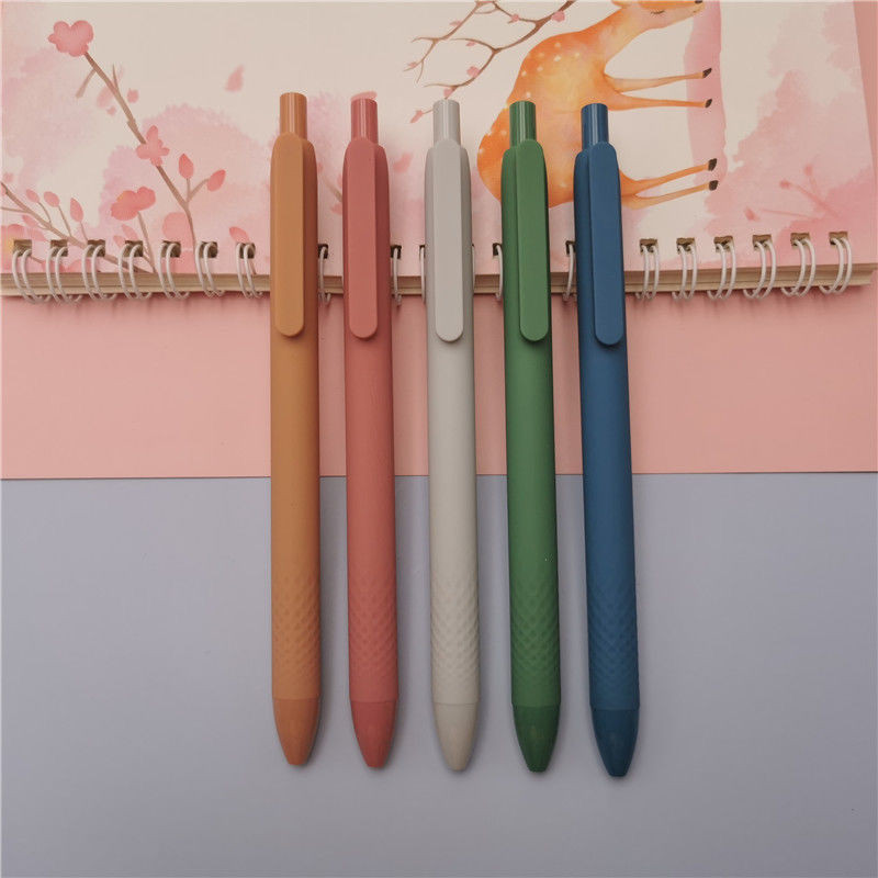 Set de 5 pixuri gel Morandi, cerneală neagră, 0,5 mm, scris neted, pix drăguț, rechizite școlare, birou Kawaii, pix cu minge de papetărie