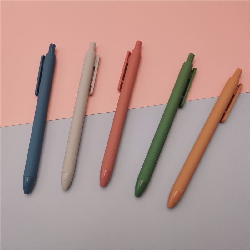 Set de 5 pixuri gel Morandi, cerneală neagră, 0,5 mm, scris neted, pix drăguț, rechizite școlare, birou Kawaii, pix cu minge de papetărie