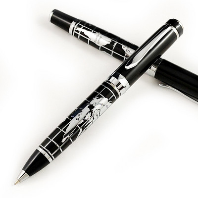 Vânzare fierbinte Full Metal World Map Design Roller Ballpoint Pen Birou Bărbați de afaceri Cadou de zi de naștere Pix de scris poate face logo