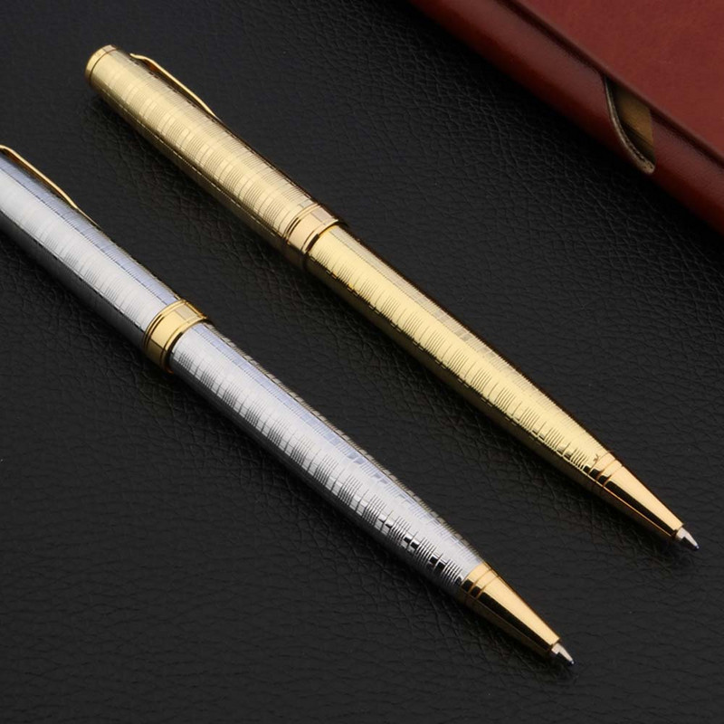 Visokokvalitetna zlatna kemijska olovka od 0,7 mm, metalna, srebrna, uredski školski pribor, dar, novo