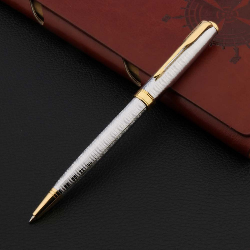 Visokokvalitetna zlatna kemijska olovka od 0,7 mm, metalna, srebrna, uredski školski pribor, dar, novo