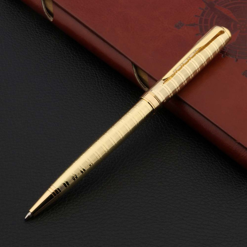 Visokokvalitetna zlatna kemijska olovka od 0,7 mm, metalna, srebrna, uredski školski pribor, dar, novo