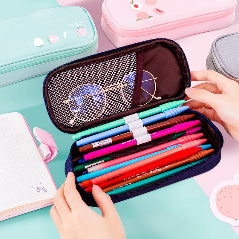 Trusa de creioane cu avocado Estuche Escolar de mare capacitate Trousse Scolară cu fructe Kawaii Casă de creion Rechizite școlare de culoare solidă