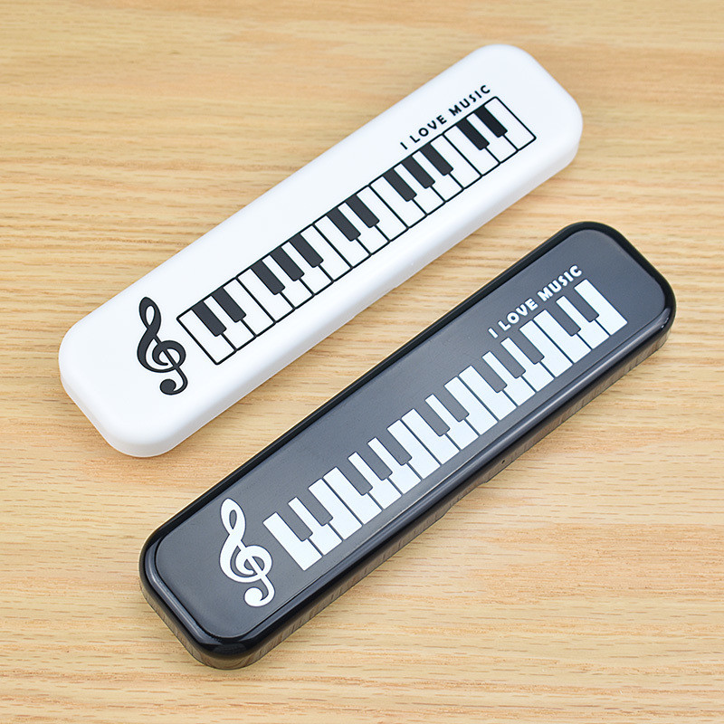 1 gab. Mūzikas klavieres tastatūras plastmasas zīmuļu futrālis, mazs zīmuļu maisiņš Studentu Kawaii mūzikas notis Kancelejas preces Biroja skolas dāvanas