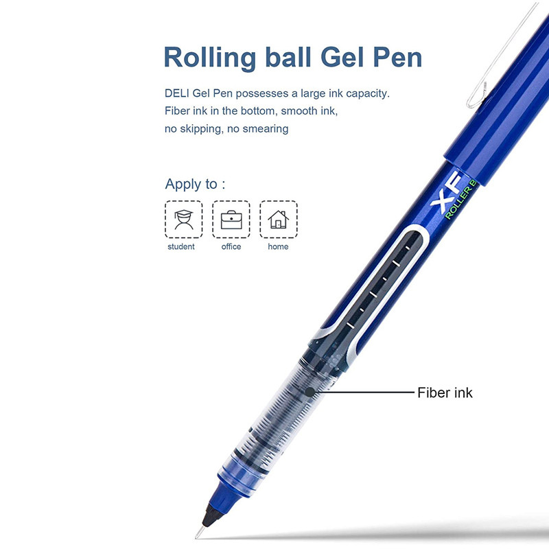 Deli RollerBall Pens, 0,5 mm Fine Point Liquid Gel Ink Rolling Ball Brzo sušeći Gel Pen za školsko uredsko pisanje