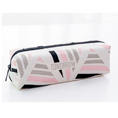 Cutie de creion cu fermoar geometric pentru fete drăguță geantă cosmetică din pânză, pungă pentru pix, cutie de papetărie, cadou pentru copii, rechizite școlare de birou
