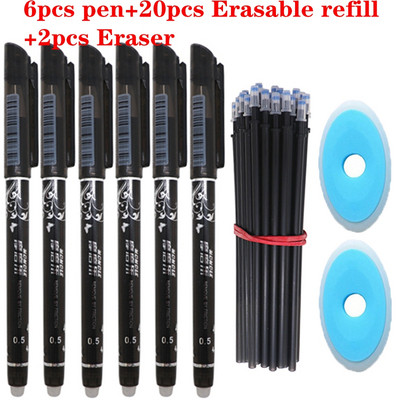 28Pcs/Lot Set olovaka koje se mogu izbrisati Ručka koja se može prati Plava crna tinta Gel olovke za pisanje za školske uredske potrepštine Rezervni pribor za ispit