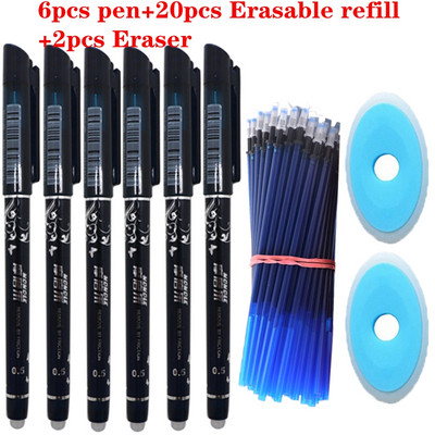 28Pcs/Lot Set olovaka koje se mogu izbrisati Ručka koja se može prati Plava crna tinta Gel olovke za pisanje za školske uredske potrepštine Rezervni pribor za ispit