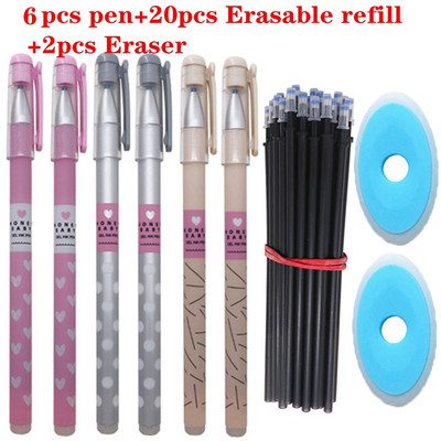 28Pcs/Lot Set olovaka koje se mogu izbrisati Ručka koja se može prati Plava crna tinta Gel olovke za pisanje za školske uredske potrepštine Rezervni pribor za ispit