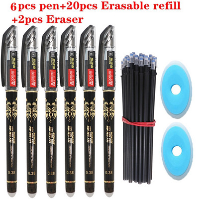 28Pcs/Lot Set olovaka koje se mogu izbrisati Ručka koja se može prati Plava crna tinta Gel olovke za pisanje za školske uredske potrepštine Rezervni pribor za ispit
