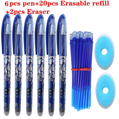 28Pcs/Lot Set olovaka koje se mogu izbrisati Ručka koja se može prati Plava crna tinta Gel olovke za pisanje za školske uredske potrepštine Rezervni pribor za ispit