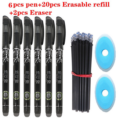 28Pcs/Lot Set olovaka koje se mogu izbrisati Ručka koja se može prati Plava crna tinta Gel olovke za pisanje za školske uredske potrepštine Rezervni pribor za ispit