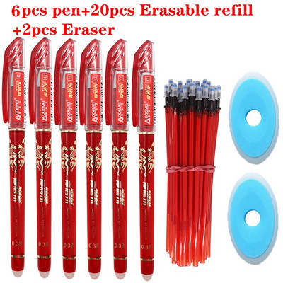 28Pcs/Lot Set olovaka koje se mogu izbrisati Ručka koja se može prati Plava crna tinta Gel olovke za pisanje za školske uredske potrepštine Rezervni pribor za ispit