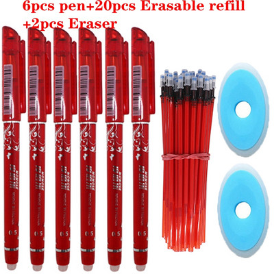 28Pcs/Lot Set olovaka koje se mogu izbrisati Ručka koja se može prati Plava crna tinta Gel olovke za pisanje za školske uredske potrepštine Rezervni pribor za ispit