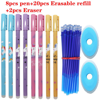 28Pcs/Lot Set olovaka koje se mogu izbrisati Ručka koja se može prati Plava crna tinta Gel olovke za pisanje za školske uredske potrepštine Rezervni pribor za ispit