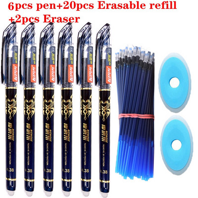 28Pcs/Lot Set olovaka koje se mogu izbrisati Ručka koja se može prati Plava crna tinta Gel olovke za pisanje za školske uredske potrepštine Rezervni pribor za ispit