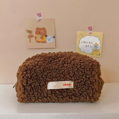 Jēra matu zīmuļu futrālis kosmētikas soma plīša glabāšanai Jauka kancelejas piederumu zīmuļu soma liela ietilpība ceļojumu kosmētikas soma grima organizators