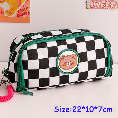 Kawaii šachmatų lentos pieštukų dėklas Paprastas didelės talpos pieštukų krepšys mergaitėms studentiškas korėjiečių raštinės reikmenys drobė Estuche