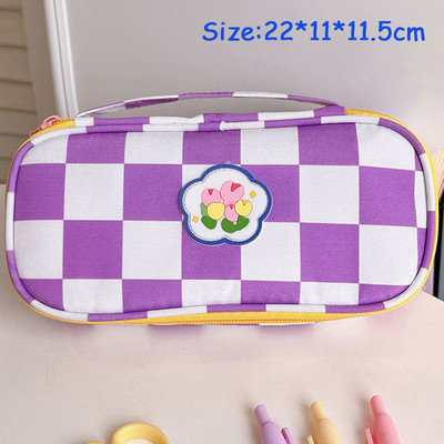 Kawaii šachmatų lentos pieštukų dėklas Paprastas didelės talpos pieštukų krepšys mergaitėms studentiškas korėjiečių raštinės reikmenys drobė Estuche
